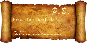 Preszler Daniló névjegykártya